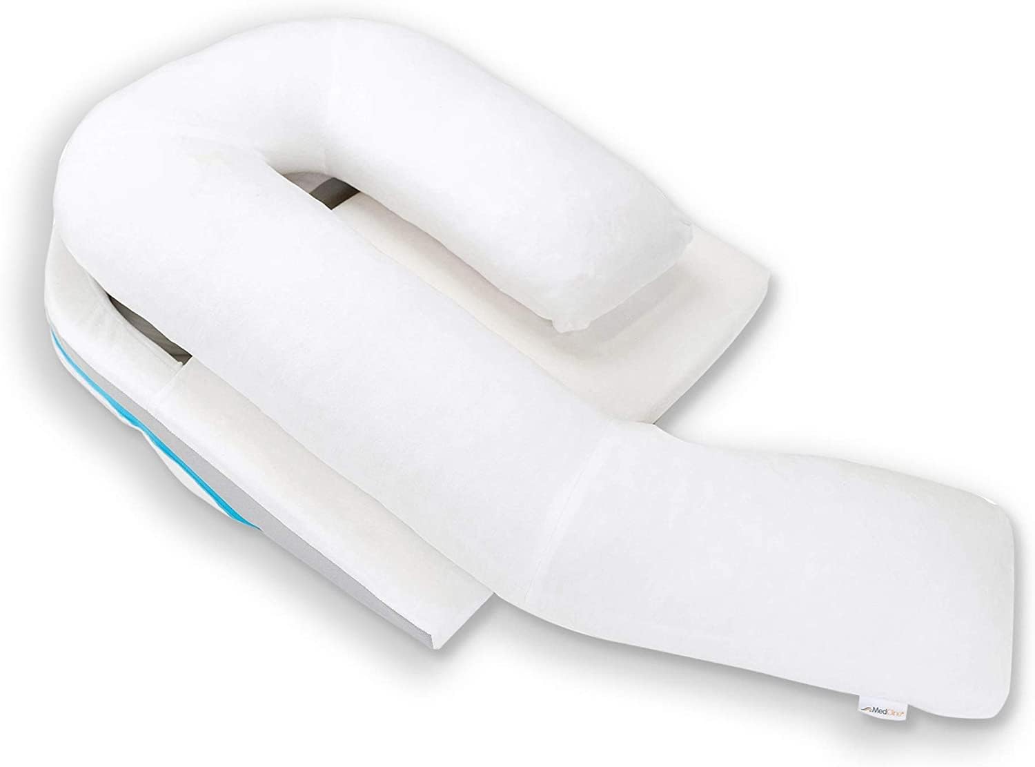 Image of the MedCline Shoulder Relief Wedge and Body Pillow System, including the shoulder relief bed wedge, memory foam body pillow, and smaller insert pillow.