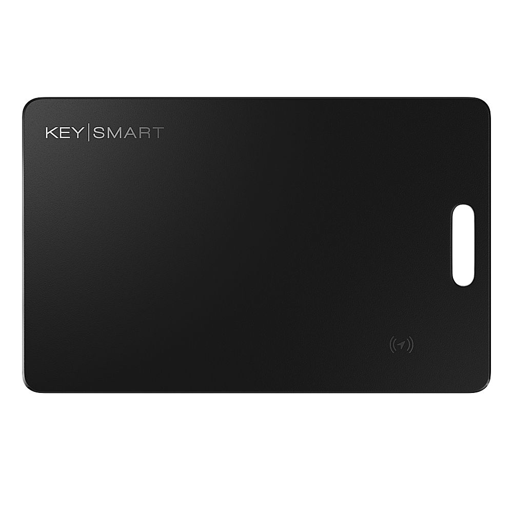 KeySmart SmartCard Thin Wallet Tracker Card in clear smoke color, showcasing its sleek design and versatility.